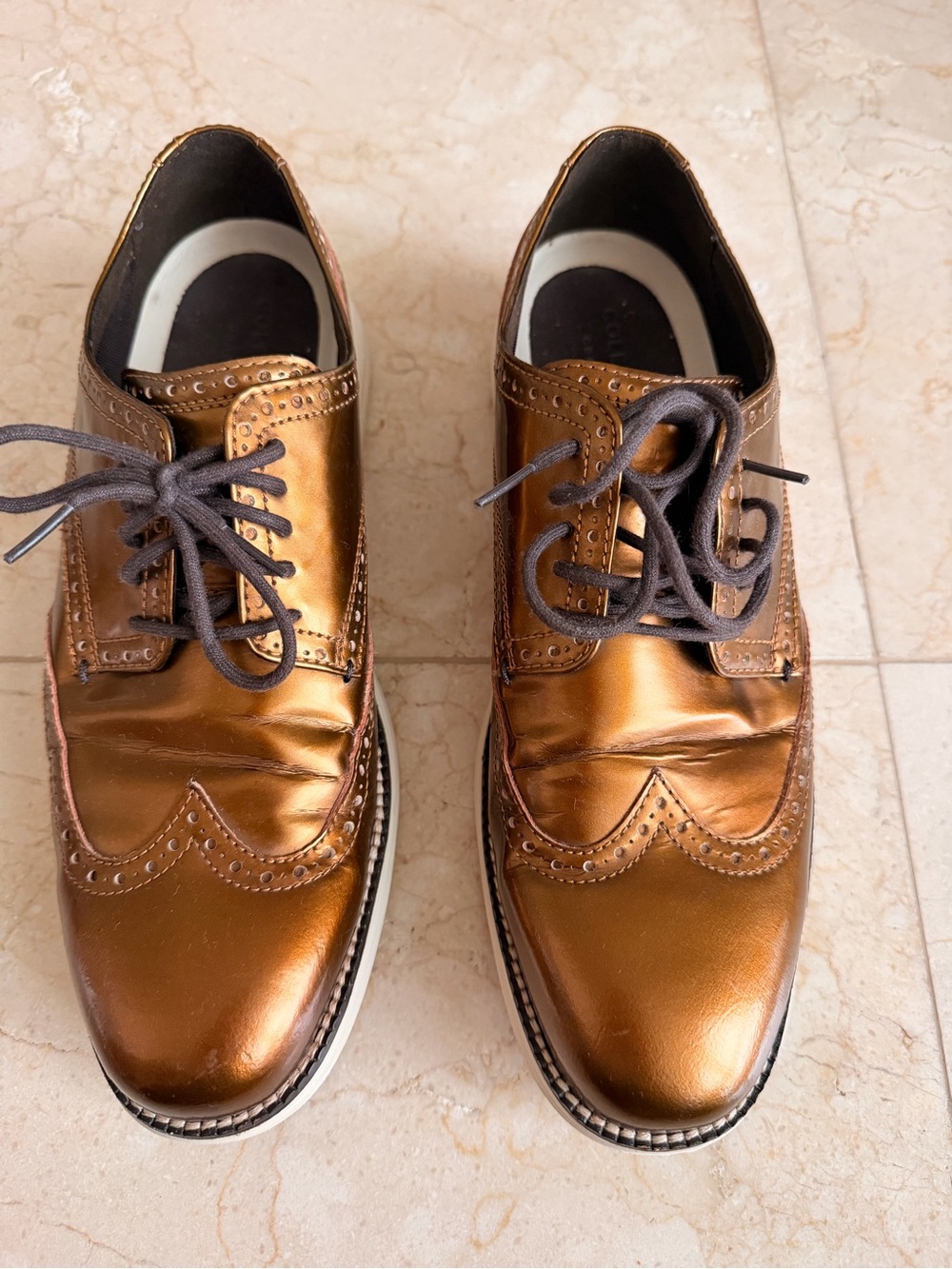 Cole Haan Metallic Bronze Wingtip Oxfords